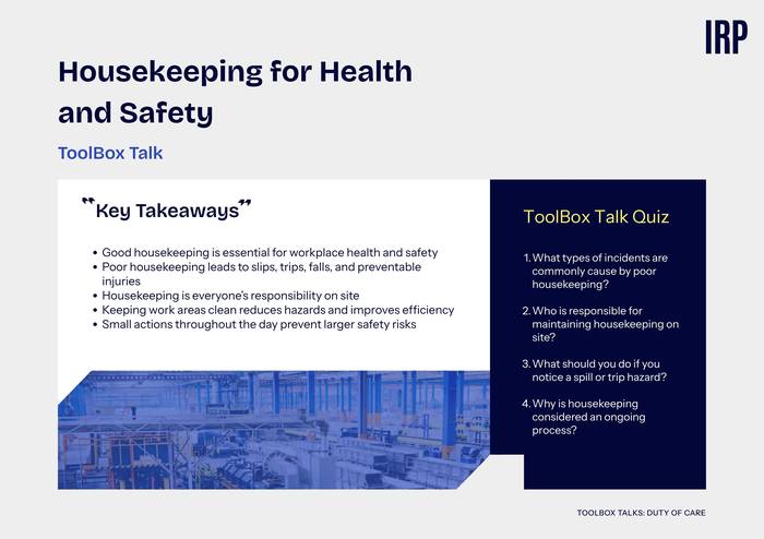 Housekeeping for Health & Safety