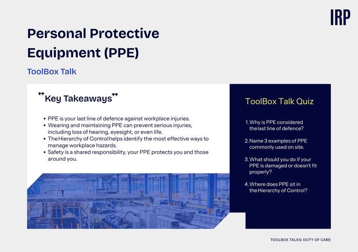 Personal Protective Equipment (PPE)