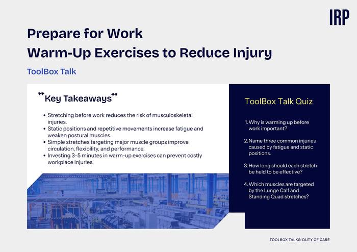 Prepare for Work – Warm-up Exercises to Reduce Injury