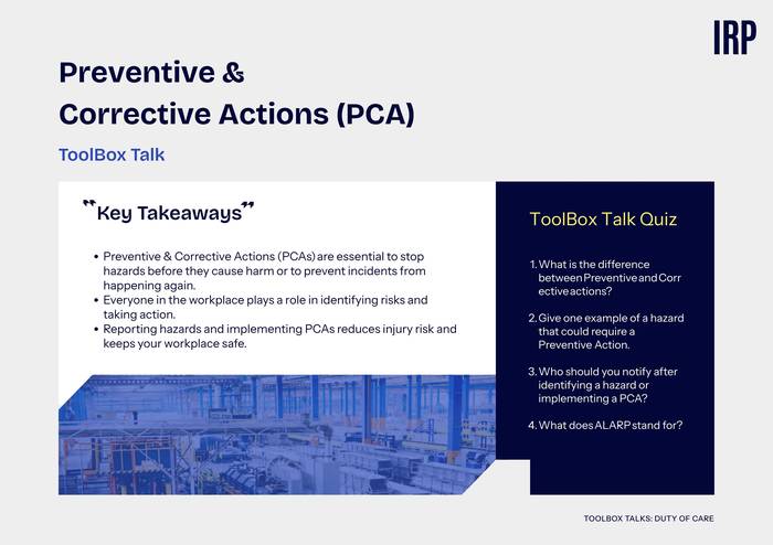 Preventative & Corrective Actions