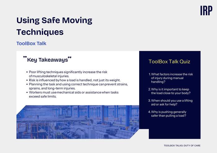 Using Safe Moving Techniques