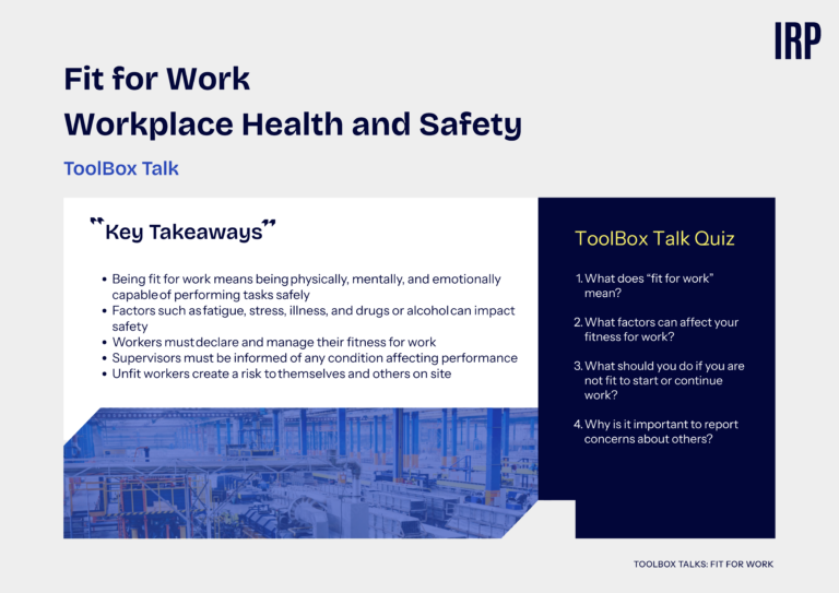 Fit for Work – Workplace Health and Safety